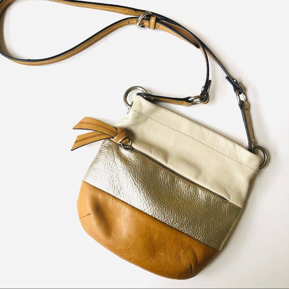 b. makowsky Handbags - B. Makowsky Soft Pebble Leather Crossbody Gently Used Caramel,Gold & Light Beige
